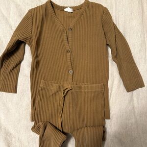 Jamie Kay Brown Ribbed Kids Matching Set